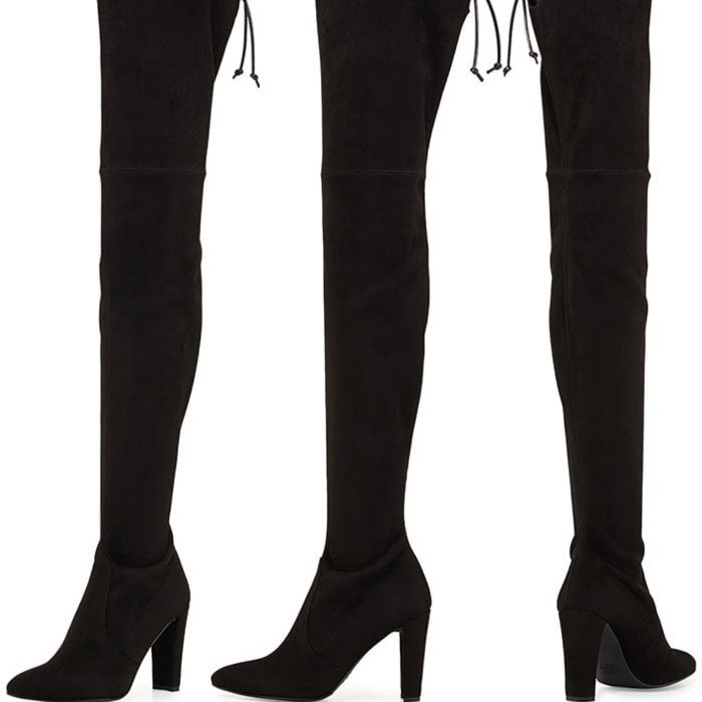 Stuart Weitzman Black Over-the-Knee Suede Boots - Picture 6 of 8